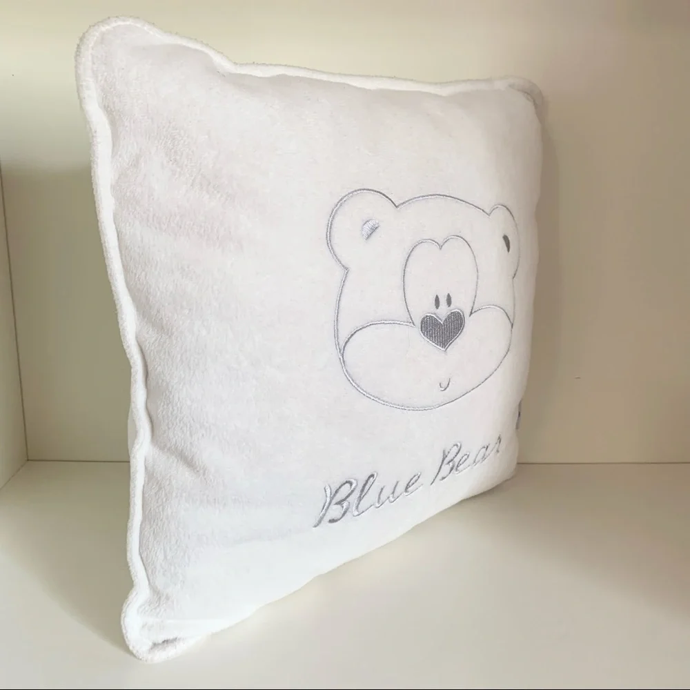 Blue bear furry cushion